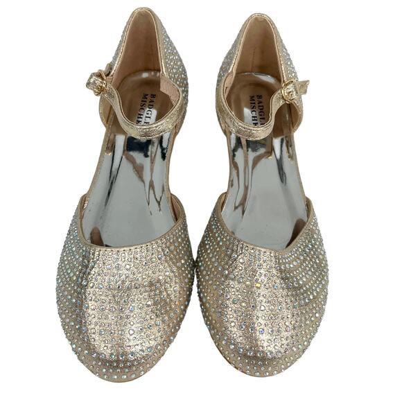 Badgley Mischka Girls Metallic Dress Shoes 3 Rhinestones Light Gold BM84031 - Picture 2 of 14